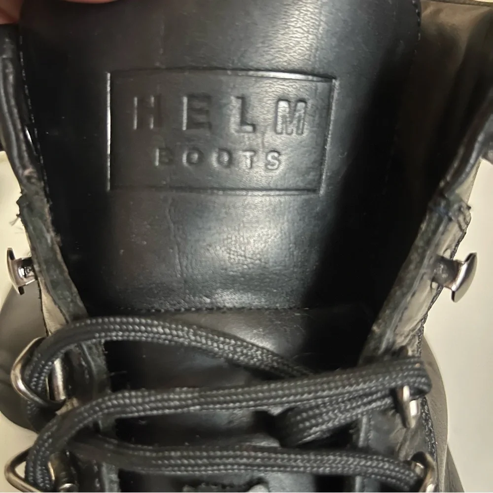 Black leather Helm lace up boots “Cole” with silver hardware, men’s size 12 - Picture 5 of 8